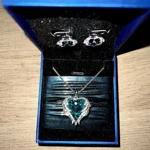 SOLD: CDE Angel Wing Heart Necklace & Earring Set